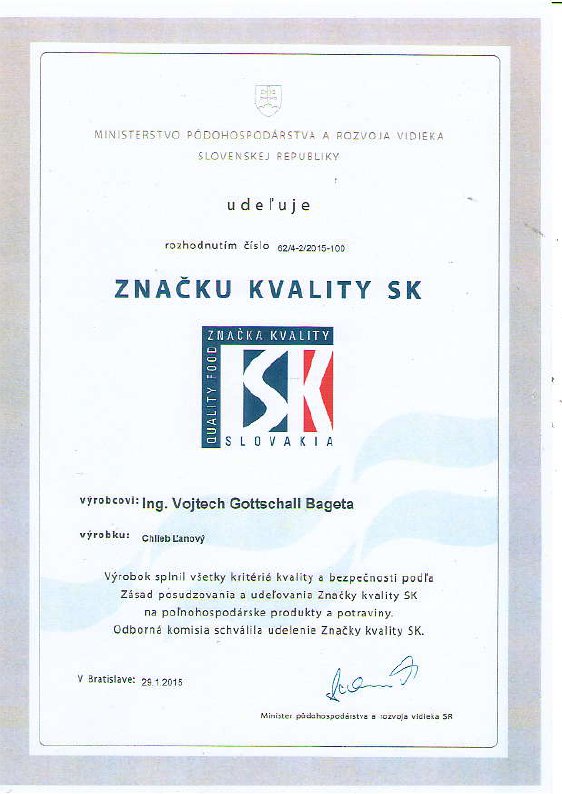 Znacka kvality SK GOLD CHlieb Lanovy - Bageta Pezinok